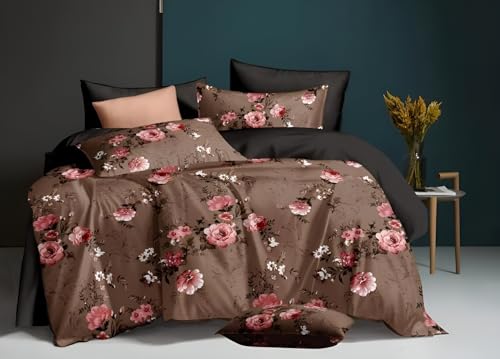 Polycotton 3D Floral Printed Double Bedsheet with 2 Pillow Covers, 110 TC