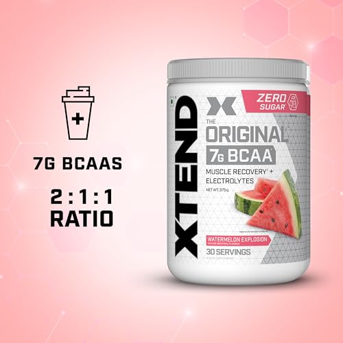 Xtend Original BCAA Powder (Watermelon Explosion) - Sugar Free Workout Muscle Recovery Drink with 7g BCAA, | Amino Acid Supplement with L Glutamine & Electrolytes - 375 Gms (30 Servings)