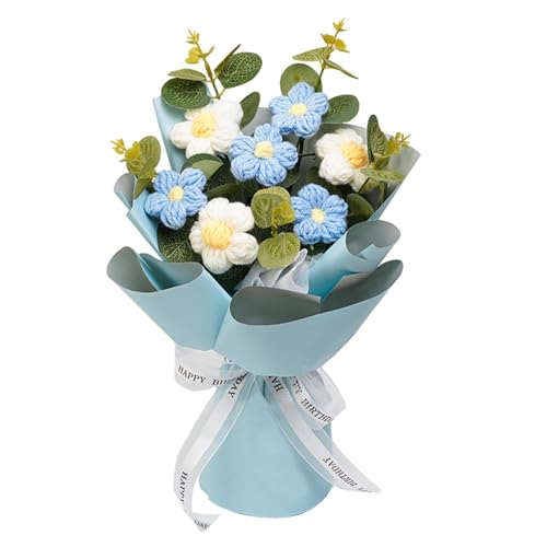 THE STYLE SUTRA Crochet Flower Bouquet Mother's Day Dacoration for Wedding Thanksgiving Gift Blue