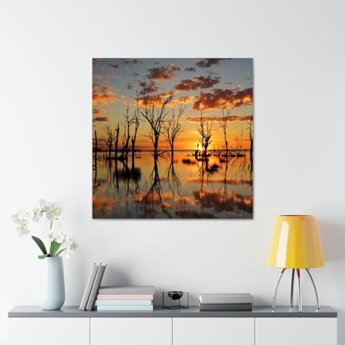 GADGETS WRAP Canvas Gallery Wrap Framed for Home Office Studio Living Room Decoration (17x17inch) - Water At Sunset