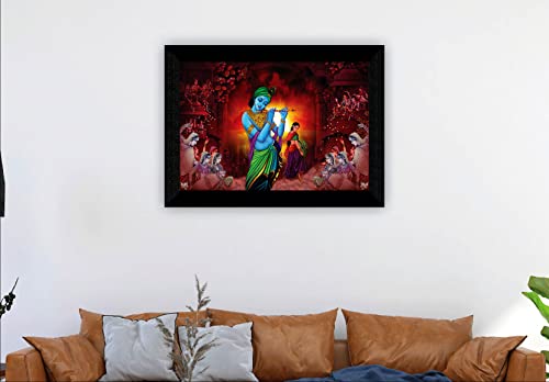 SAF paintings Pack of 1 Radha krishna religious modern art wall painting with framed for living room 11 inch x 14 inch CANFM31337