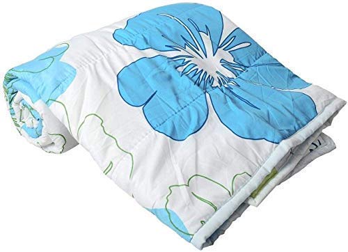 SYNEX Beautiful Flowers and Star Print Microfiber Super Soft Reversible Single Bed AC Dohar/Blanket Combo Set of 2 PC (Big Blue Flower and Star Print)