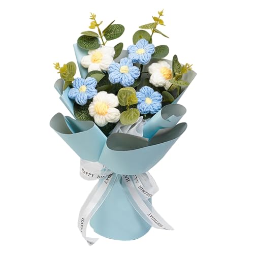 THE STYLE SUTRA Crochet Flower Bouquet Mother's Day Dacoration for Wedding Thanksgiving Gift Blue