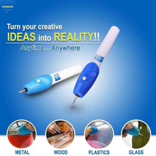 FreshDcart Power Engraving Pen Etching Carving Name Engrave It Electric Machine with Extra Tool Nib for Jewellery and All Glass Metal Plastic Wood (FDC-12A)