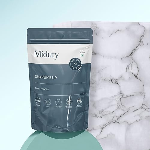 Miduty by Palak Notes ShapeME Up Plant Protein - Vanilla Flavour - 1 Billion Probiotics - Vegan Protein Shake for Lean Weight Loss - Protein Powder - Effective Weight Management - 500gm