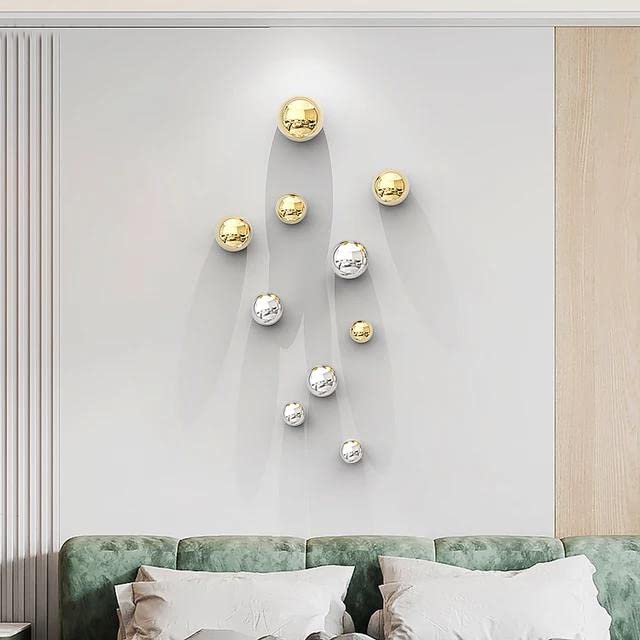 ZOVE Metal Wall Decor Set of 10 Luxury Ball Design Perfect for Living Room/Hotel/Restaurant/Bedroom/Drawing Room (Electroplating Gold And Silver)