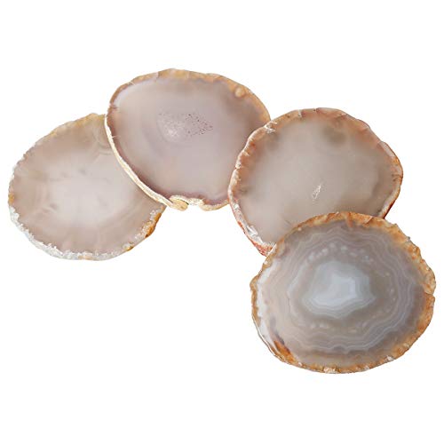 SUNYIK Natural Color Light Table Agate Slice Set, Polished Stone Geode Drusy Healing Crystal Slab Cards, Pack of 5, 1.5"-3" in Length