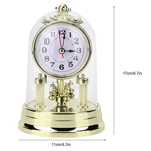 Clock Decor, Table Clock, Table Clock Silent Clock Antique Clock for Bedroom Study Living Room Indoor(Gold)