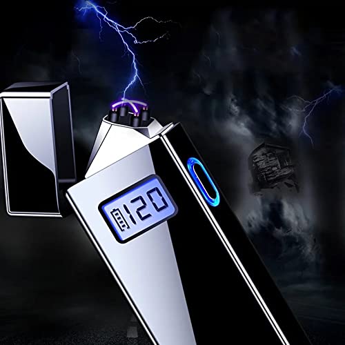 VOFFY 2022 New ARC Cigarette Lighter with LED Display Double Arc Plasma Electric Smoking Lighter USB Rechargeable Windproof Flameless LED Screen for Camping/Cigar/Candles/Cigarette/Hiking Arc Lighter