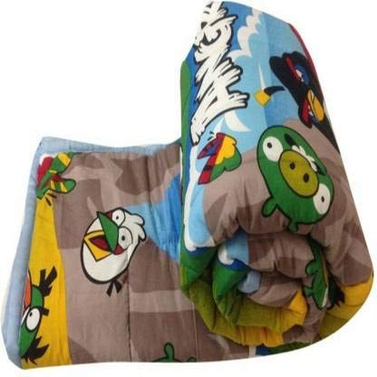 Jaipur Fabrics Polyester Blend Blizz Mont ''Angry Bird'' Super Soft Cartoon Design Print Reversible Kid's Single Bed Dohar (Multicolor, Standard)