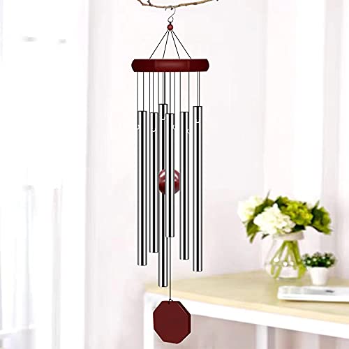 udeeta martWind Chime, Wind Chime Small Wind Chimes Bells 6 Metal Tubes Windchime for Garden, Yard, Patio, Home Decoration and GiftHome Silver