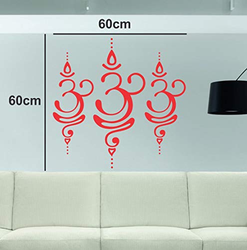 Three Red Om Self Adhesive VinylWaterproof Decorative Wall Stickers for Hall, Bedroom, Kitchen and Furniture