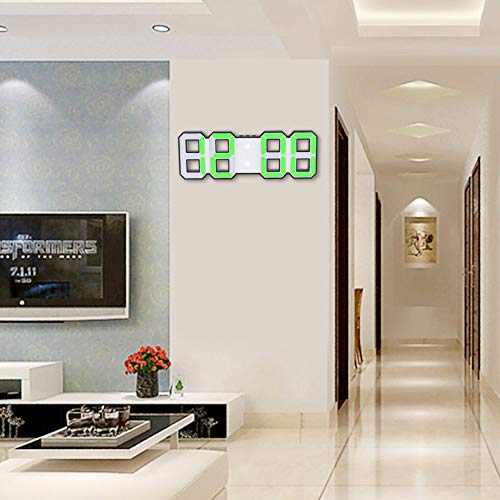 Led Table Clock, 3D Digital Clock USB Power Supply for Indoor Display Wall Decoration for Night Lighting(Green)