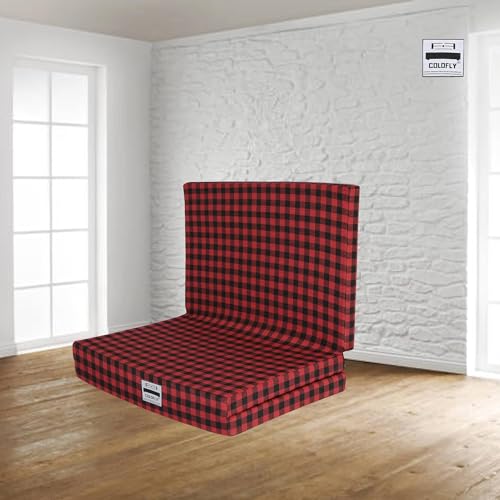 COLOFLY Dual Comfort Reversible | Foldable UHD Foam | Single Bed Mattress | 3 Fold Black-Red | (72x35x2)