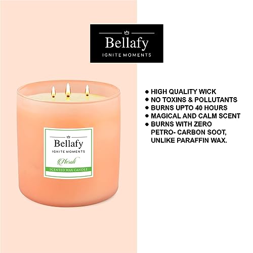 Bellafy 3-Wick Neroli Scented Soy Wax Candle | Burns 40 Hours | Eco-Friendly Luxury for Healthier Homes | Captivating Aromas | Zero Petro Carbon | Natural Beauty & Blissful Fragrances