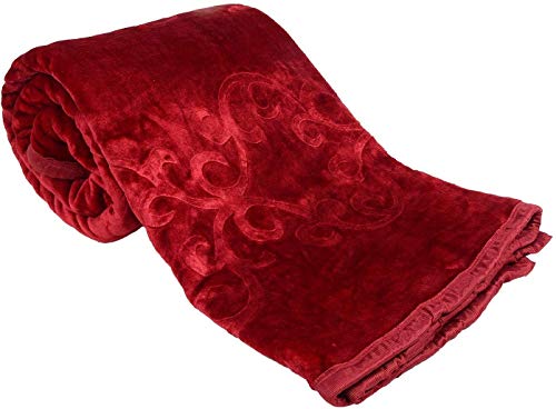 OM SHIV Unique Mink Blanket 501TC Polyester Double Bed Blanket for Winter (Maroon)