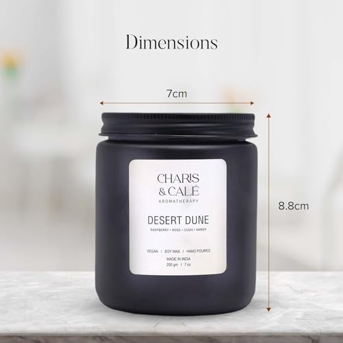 Charis & Cale Desert Dune Candle Jar - 200 Gm | Smokeless, Soot-Free & Non-Toxic Candles for Home Decor & Aromatherapy | Long Burning Time of 30+ Hours | Best for Gifting & Meditation