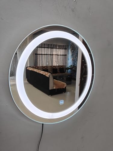 TINITALO Bathroom LED Mirror Home Mirror Wall Mirror with Touch Sensor, 3 Light Effects, Glass, Round LED-21 (36 x 36 Inch)