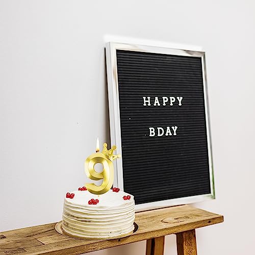 Crown Number 9 Birthday Candle 3.1 Inch Happy Birthday Number Candle for Cake Birthday Anniversary Kids Adults