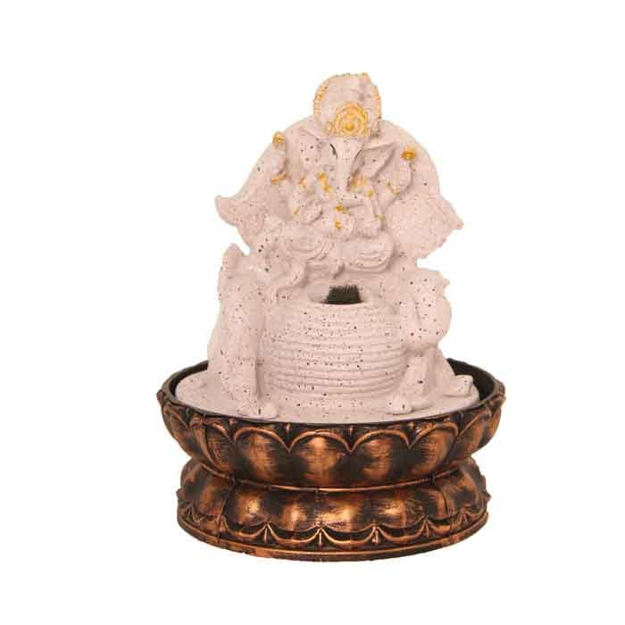 Art N Hub Lord Ganesha Home Decorative Water Fountain Best Home and Office Inauguration Gift Items | Built (20 x 20 x 26 CM | Dotted Pink Golden)