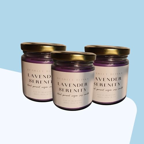 Scarlet Blinks Lavender Serenity | Soy Wax Candles | Aroma Therapy Candles | Burning Time :-45 HRS Pack of 3