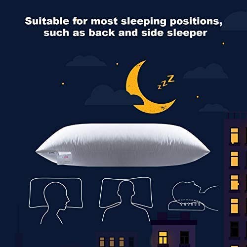 HONEYFEEL® Pillow Indian Made Home Hotels Hospital Doctor Choice 50% Goose Down 50% Feather Fast Sleeping 3 Chamber (Set of 1) - 21 x 36 Inches (Goose Down)