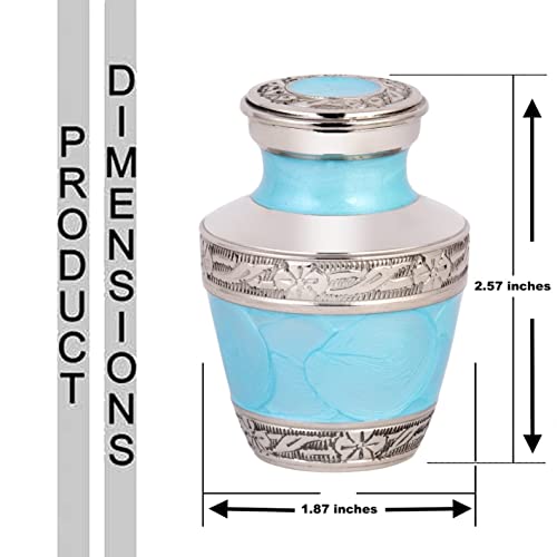 THE ASCENT MEMORIAL Azure Blue Small Urns for Human Ashes - Small Keepsake Box with Velvet Carry Bag and Funnel - Mini Urns Small for Human Ashes (Small S1, Azure Blue)