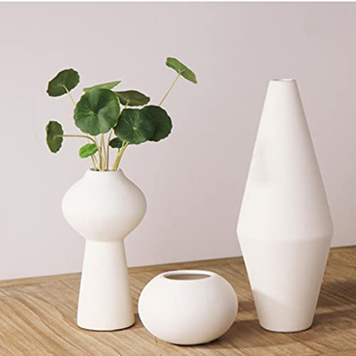 Trendy Retail® White Vase Shabby Chic Ceramic Flower Vase Solid Pot Tabletop Ornament A