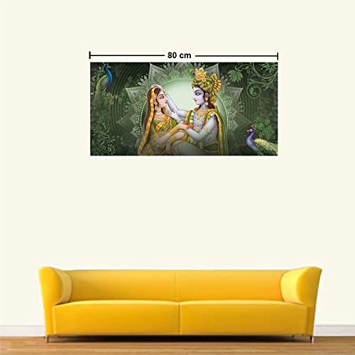 Asmi Collections God Radha Krishna Peacock Self Adhesive Vinyl Wall Sticker (40x80 Cm)