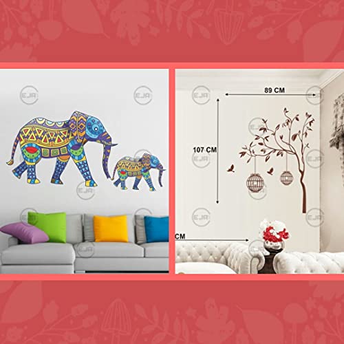 Trendy Set of 2 Wall Stickers Elephant Old Free Bird case Brown Self Adhesive VinylWaterproof Decorative Wall Decals for Home