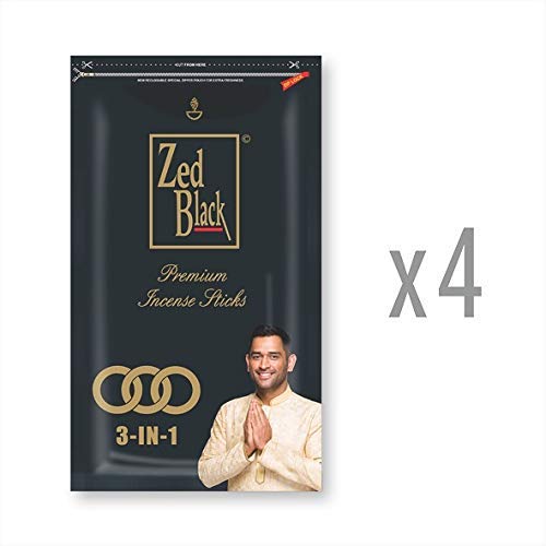 Zed Black 3 in 1 Premium Incense Sticks - Aroma Fragrance Sticks for Refreshing and Alluring Environment - Pack of 4