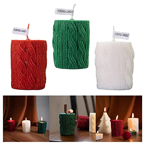 ATORSE® Mini Yarn Candle Flameless Decorative Romantic for Holiday Valentines Dating Red