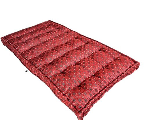 H B Msala Gadda Medium Firm Soft Cotton Quilt Mattress, Rectangle Type, Black Hosiery Cotton, Premium Red Box (6x6 King)