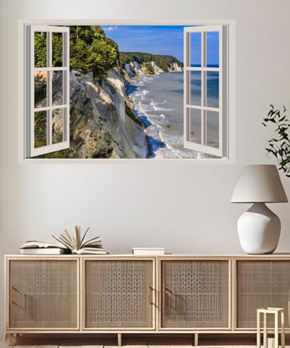 JVERF - JZZA21730 Germany Coast Sea Nationalpark Jasmund Crag| Self-Adhesive Open Window Wall Sticker