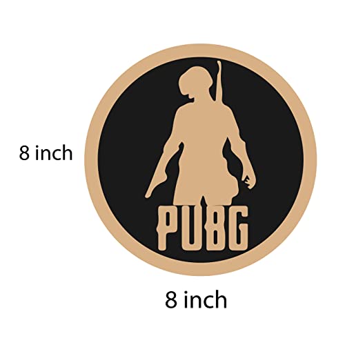 DOTME Pubg Game Theme Wooden With Vinyl Sticker Decorative Design Wall Décor Office Home Bedroom Living Room Hall DIY Art 8 INCH (Black)