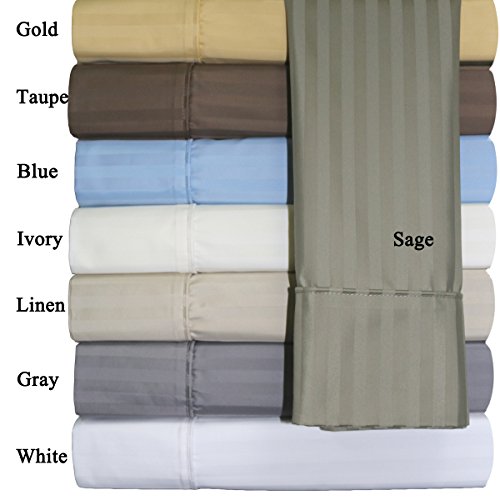 Split-King, Gray Striped : Split-King: Adjustable King Size (Gray Striped) Cotton-Blend Wrinkle-Free Sheets 650-Thread-Count Sheet Set