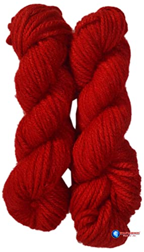 Ganga Motu Thick Chunky Wool Hand Knitting Yarn (Red) (Hanks-200gms)