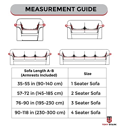 TONY STARK Universal One Seater Sofa Cover Big Elasticity, Protective, Flexible Stretch, Spandex & Polyester Sofa Slipcover with 1 Piece Cushion Cover Included (One Seater, 90-145cm, Dark Grey Fern)