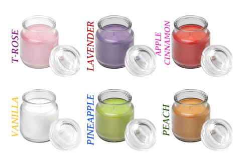 AAMU Moon Premium Scented Glass Jar Candles, Long Burning Aroma Jar Candles for Diwali, Christmas, Birthday, Anniversary & Home Decoration - Set of 6 Piece, Multicolour (Sandalwood)