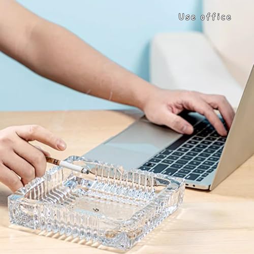 PIRU Square Heavy Glass Crystal Ashtray For Indoor, Ash Trays For Smoking For Home, Ashtray For Cigarette Stylish, Ashtray For Home, Car Ashtray, PACK-1