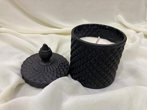 Crystal Jar Candle, Scented Soy Wax Candle, Black Colour, for Offices, Restaurants, Rooms, Hotels, Spas, 30 Hours Burn Time, 1 Candle