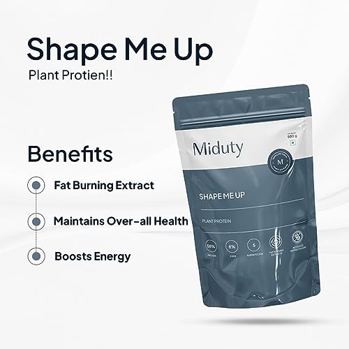 Miduty by Palak Notes ShapeME Up Plant Protein - Vanilla Flavour - 1 Billion Probiotics - Vegan Protein Shake for Lean Weight Loss - Protein Powder - Effective Weight Management - 500gm