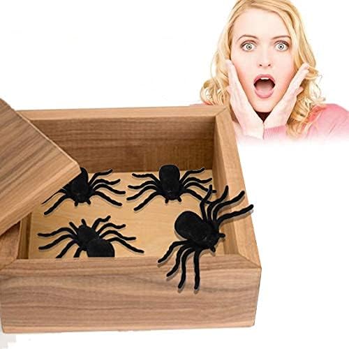 PartyToko Fun Halloween Props Large Realistic Rubber Spider Fake Insect 4pcs 3inch Size Each Black