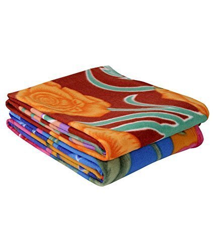 MUKHAKSH Print May Vary Polar Fleece Double Bed Soft Touch Light Weight Blanket for Light Winters/Summer/AC Blankets, Multicolour - Pack of 2