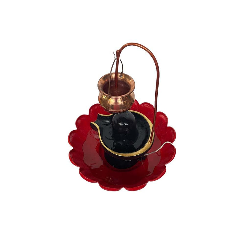 Waahkart FRP Handmade Durable Unbreakable Decorative Traditonal Shivling Water Fountain for Home, Office, Temple, Hotel Décor (Black-Red)