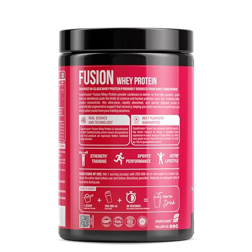 Sparkfusion Fusion Whey Protein Concentrate Powder|24g Protein,5.5g BCAA per Serving|For Muscle Recovery Workout Drink,Lean Muscle Growth | For Men & Women (Chocolate Fudge, 500 g (Pack of 1))