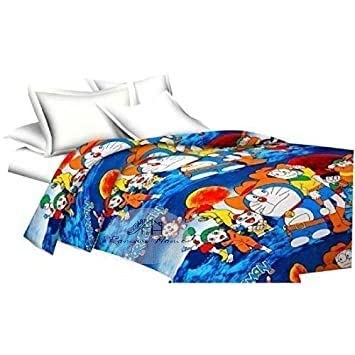 GodSun Harvest Doraemon Cartoon Printed Single Size (85x55 Inch) Bedsheet for Kids