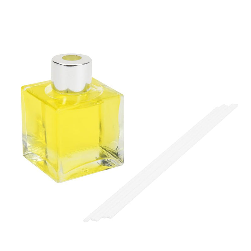 @Home by Nilkamal Reed Diffuser for Relaxation, Stress Relief, Aromatherapy,Home Fragrance, Office,Workspace| Lemon Sorbet|Set Include 1 50 Ml Frangrance Oil Bottle & 6 Reed Stick | 4.7 X 6.8 Cm