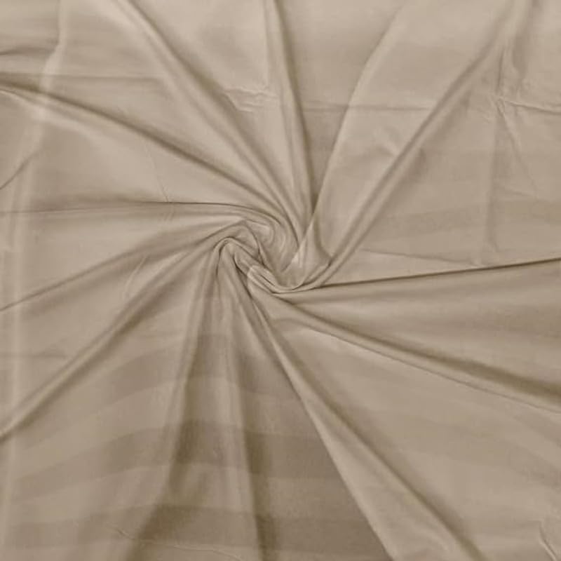 Cool Dealzz Home 300 TC Cotton Satin Double Queen Size Bedsheet with 2 Pillow Covers Plain Premium Platinum Superior Elegant Solid Stripes - 90X100 (Beige)