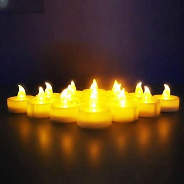 Be Fashionholic Acrylic Flameless & Smokeless Decorative Candles Led Tea Light Candle Perfect for Gifts, Home, Room, Birthday, Anniversary Decorative Candles, Yellow, 2 cm (Pack of 24)